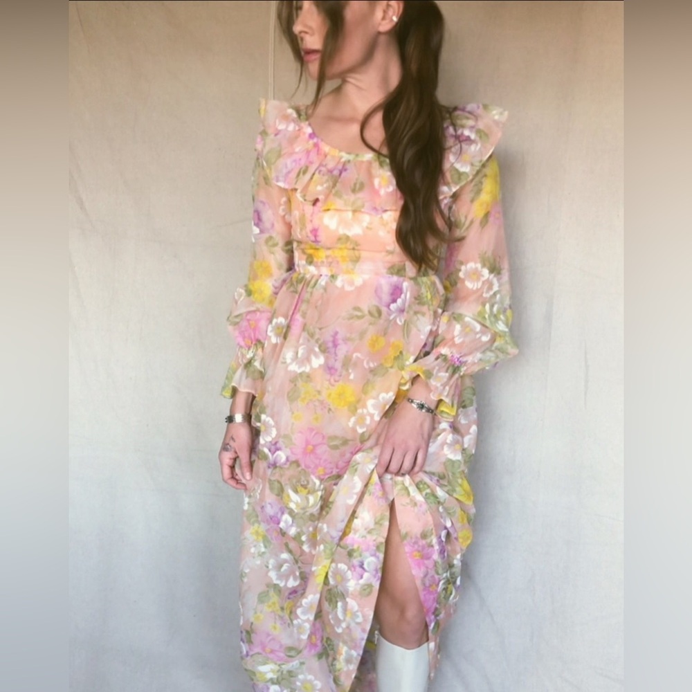 Vintage sheer floral dress size small
